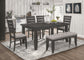 Dalila 6-piece Rectangular Dining Table Set Dark Grey