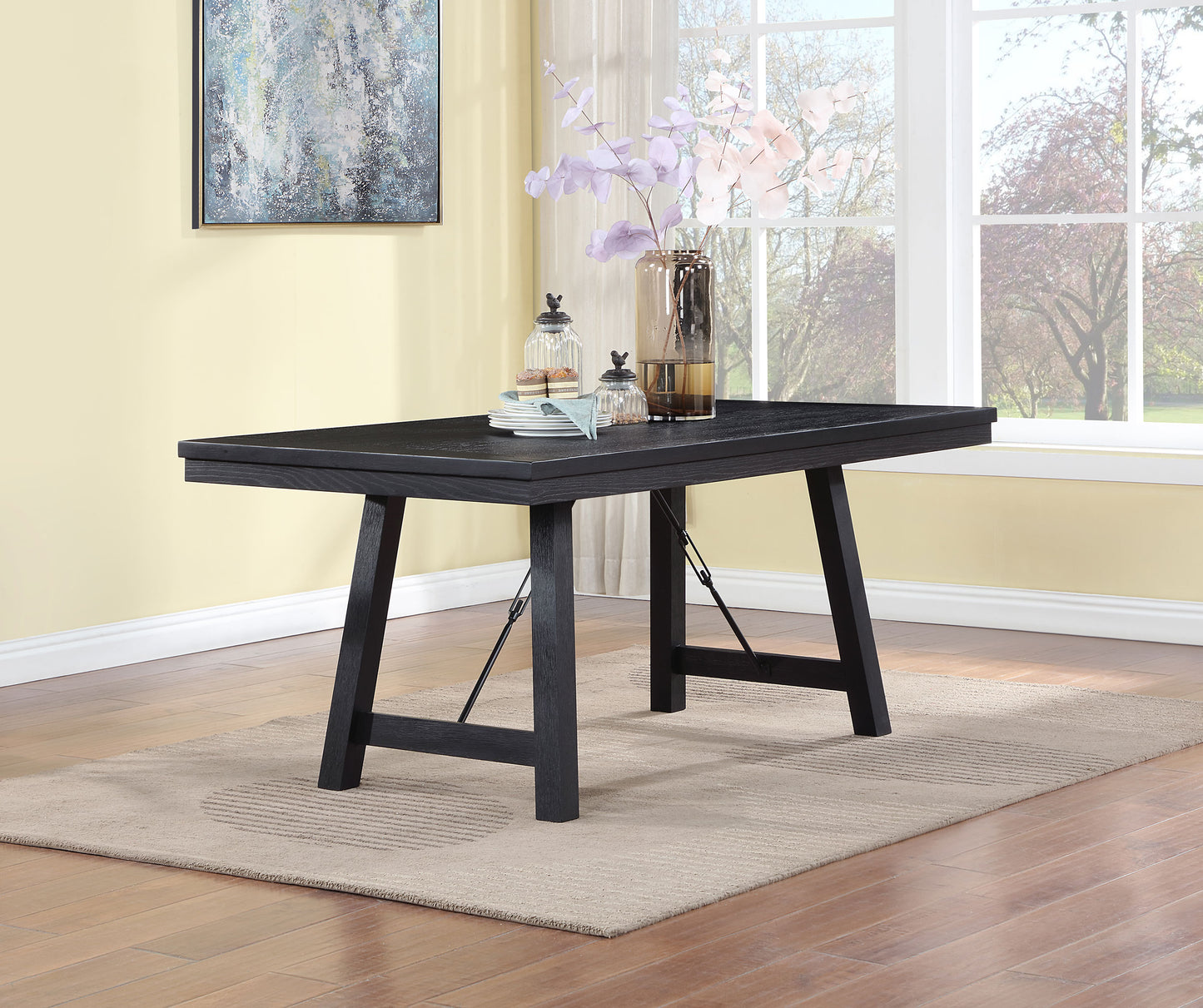 Newport Rectangular 72-inch Wood Trestle Dining Table Black