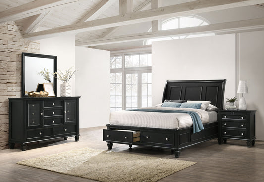 Sandy Beach 4-piece Queen Bedroom Set Black