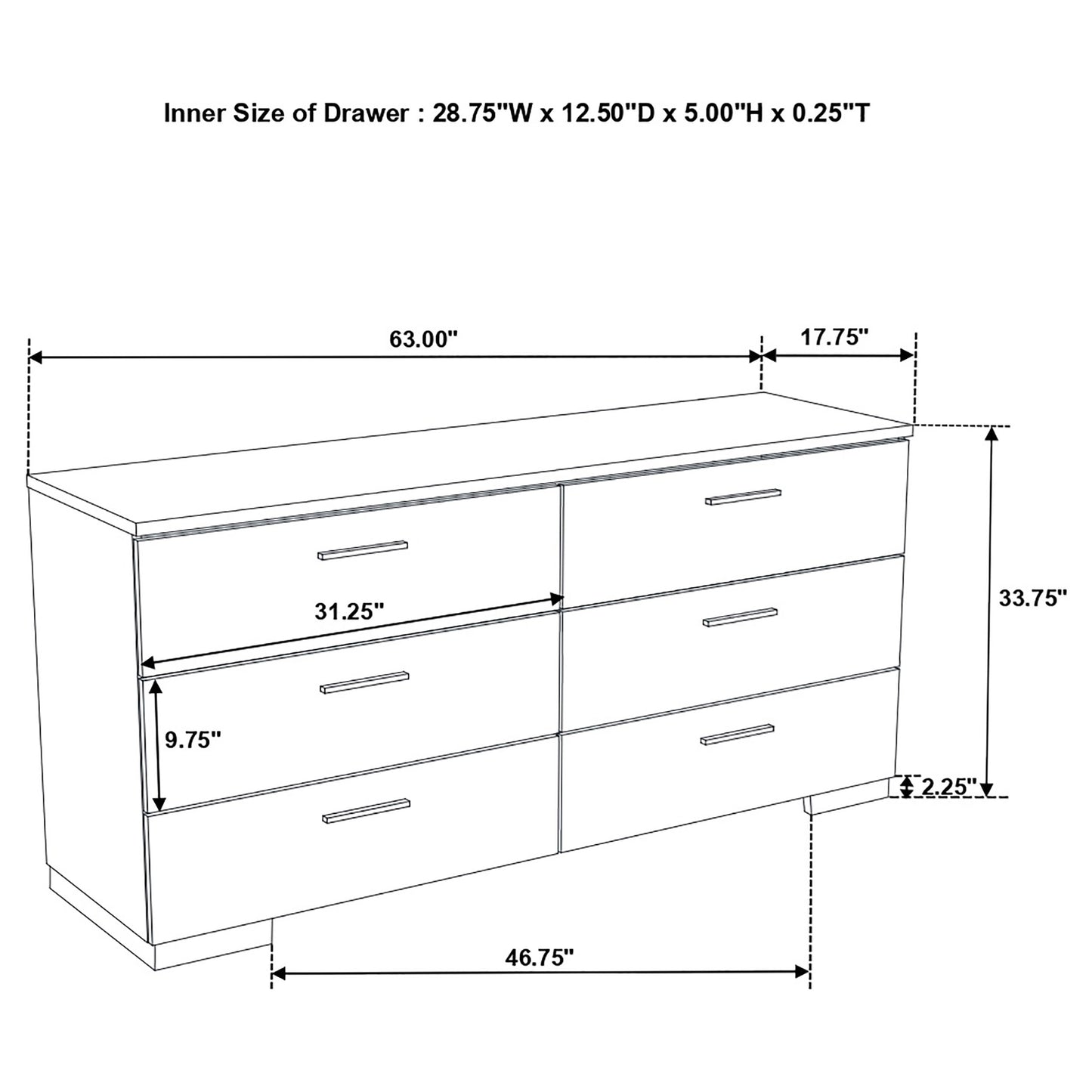 Felicity 6-piece Eastern King Bedroom Set White High Gloss