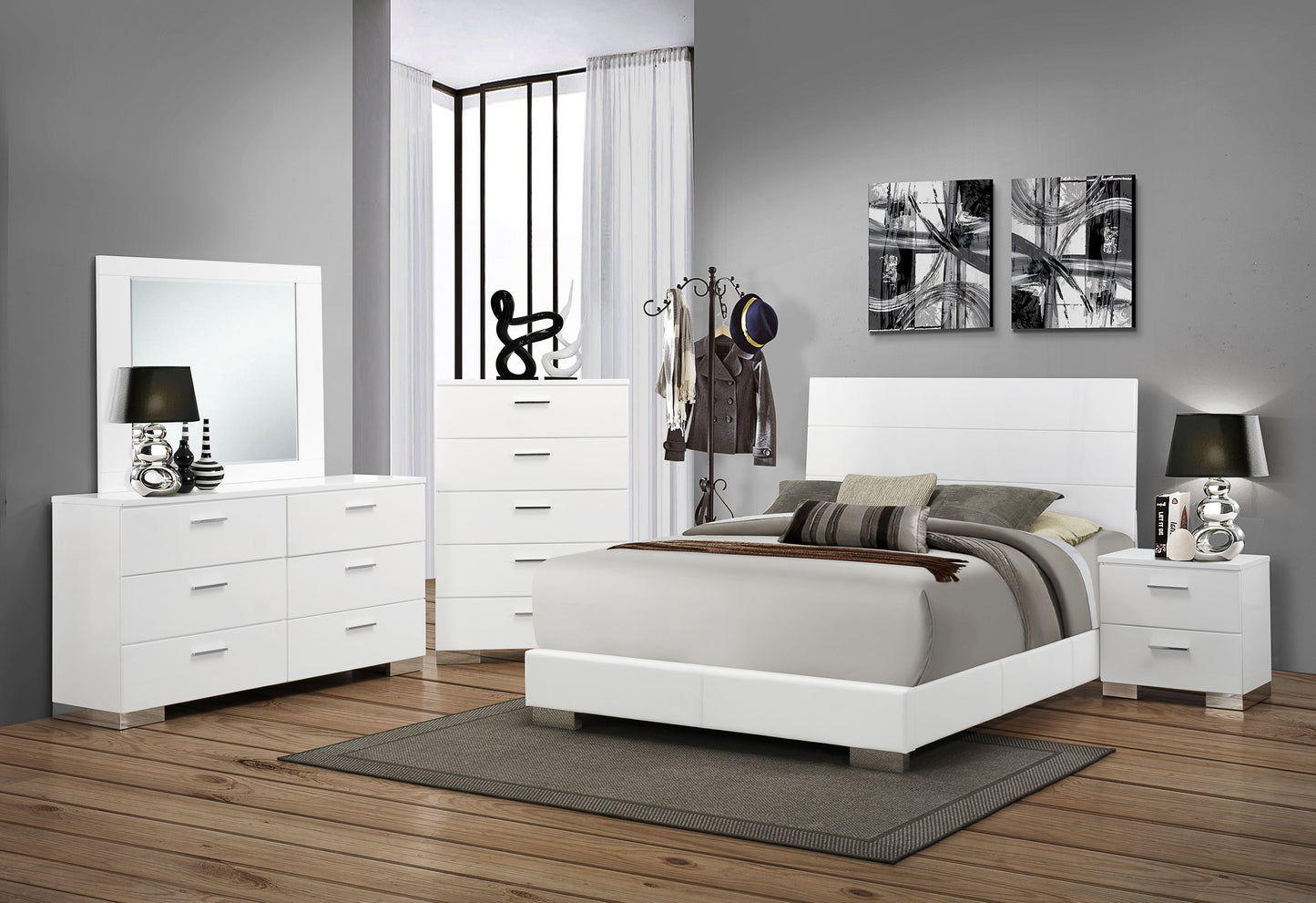 Felicity 6-drawer Dresser White High Gloss