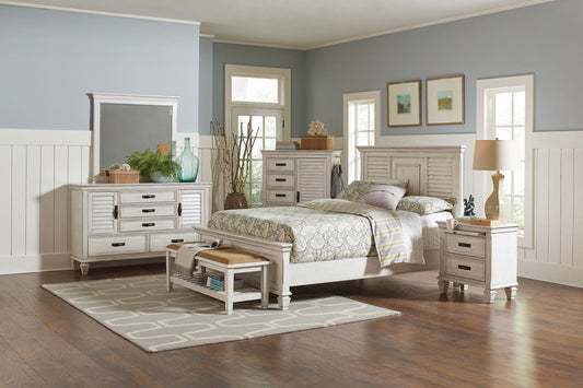 Franco 5-piece Eastern King Bedroom Set Distressed White