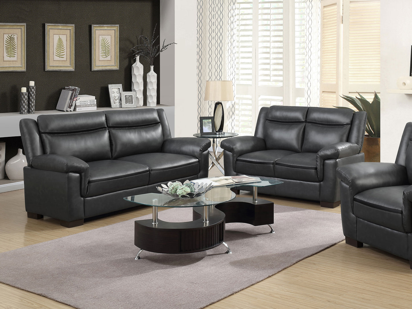 Arabella 2-piece Upholstered Padded Arm Sofa Set Grey