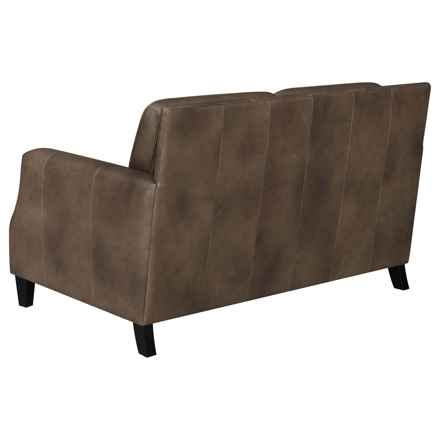 Leaton 3-piece Upholstered Recessed Arm Sofa Set Brown Sugar