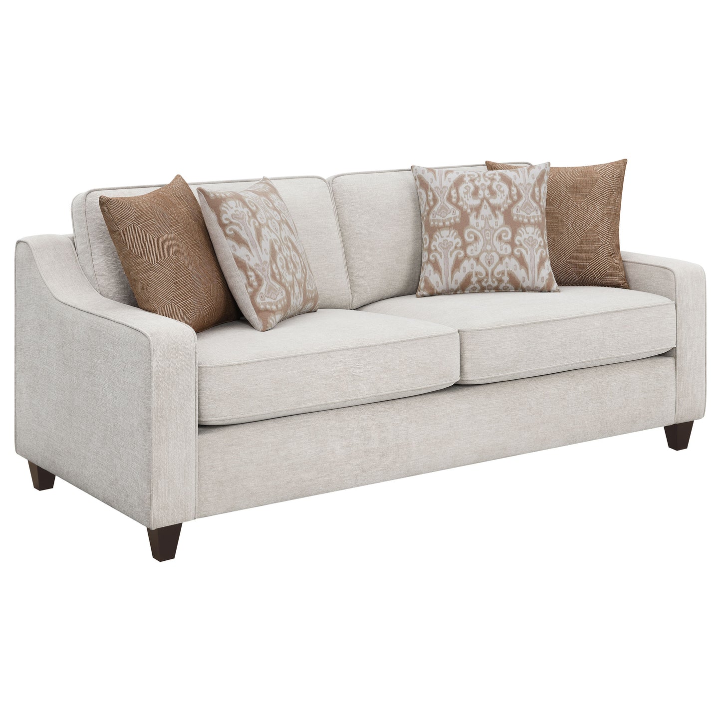 Christine 2-piece Upholstered Sloped Arm Sofa Set Beige