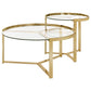 Delia 2-Piece Round Glass Top Nesting Coffee Table Gold