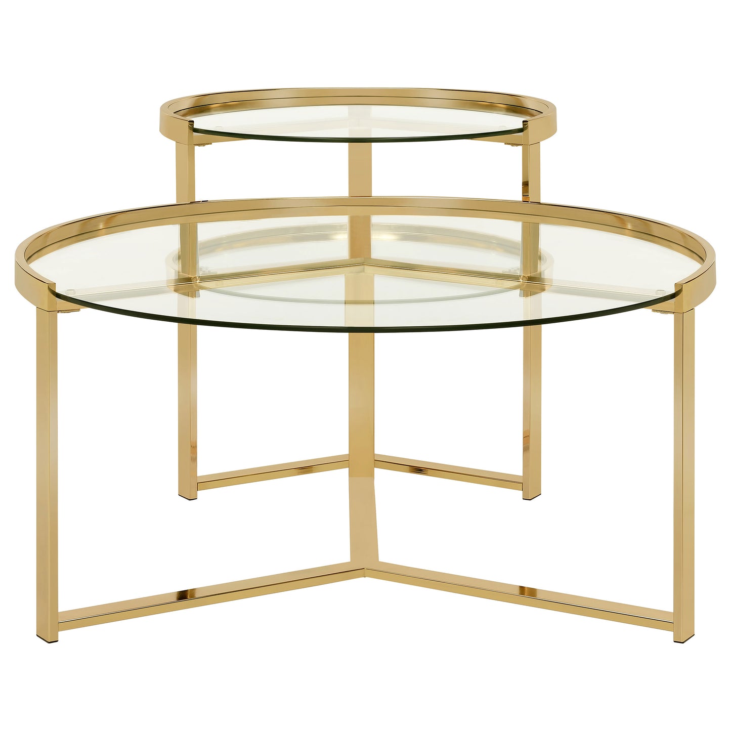 Delia 2-Piece Round Glass Top Nesting Coffee Table Gold