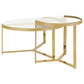 Delia 2-Piece Round Glass Top Nesting Coffee Table Gold