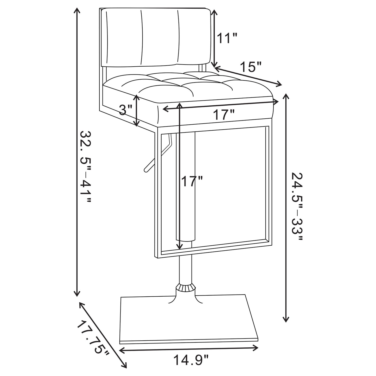 Alameda Adjustable Bar Stool Chrome and Grey