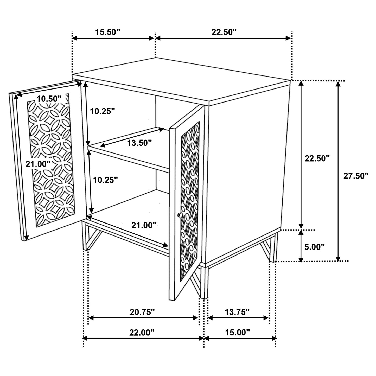 Zaria 2-door Wood Trellis Accent Storage Cabinet Brown