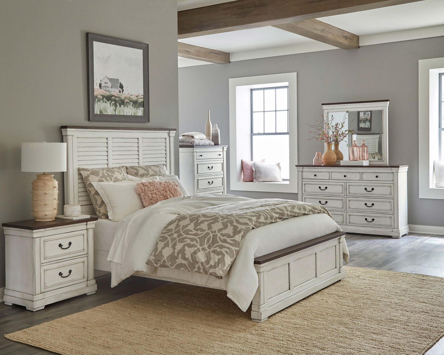 Hillcrest Dresser Mirror Distressed White