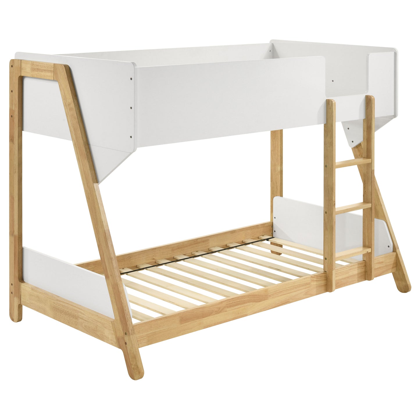 Wyatt Wood Twin Over Twin Bunk Bed White and Natural