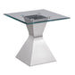 Jenny Glass Top Stainless Steel Side End Table Chrome