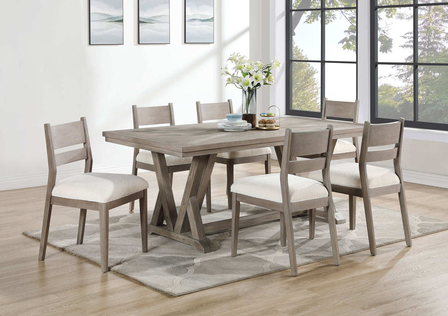 Cornelia 7-piece Rectangular Dining Table Set Coastal Grey