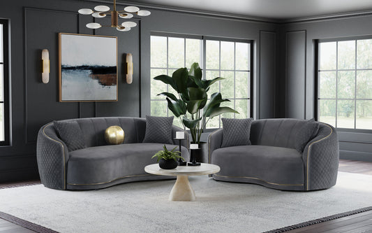 Brookside 2-piece Velvet Upholstered Sofa Set Dark Grey