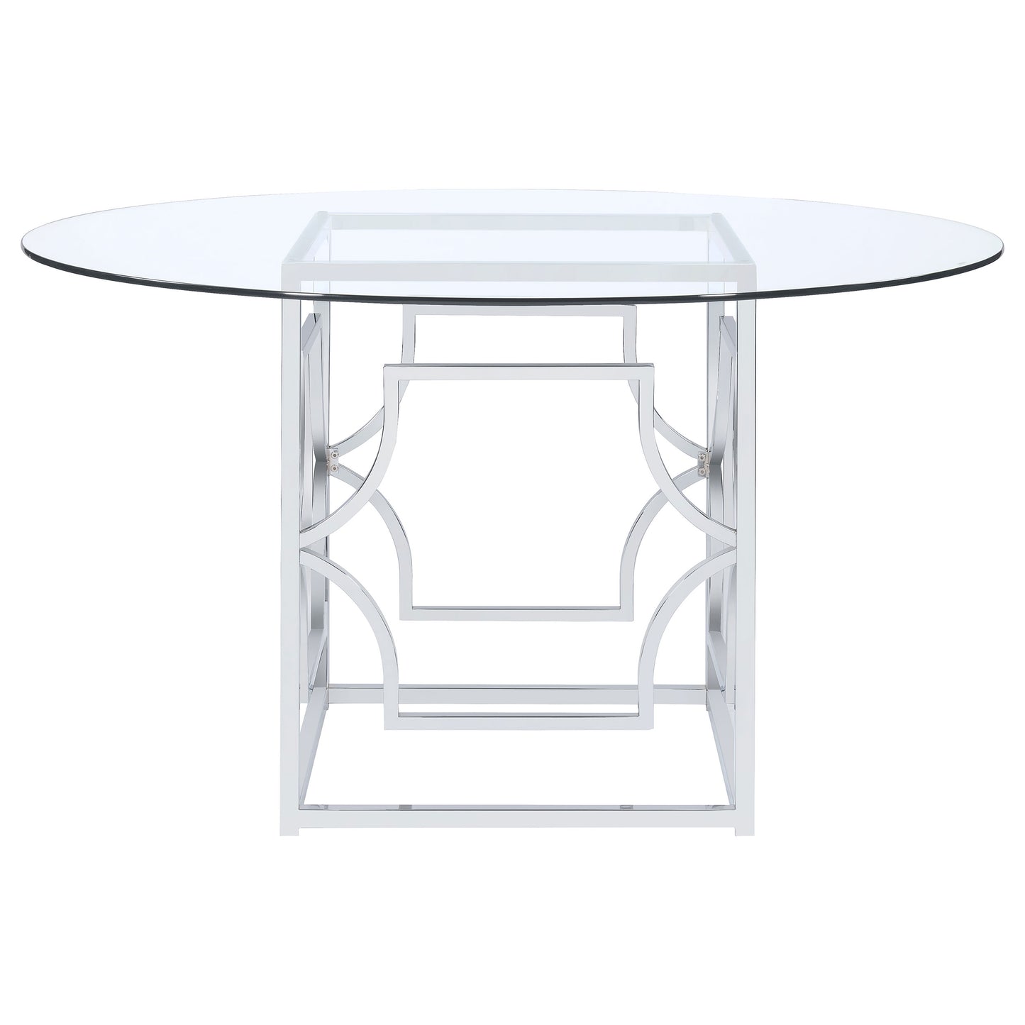 Starlight Round 54-inch Glass Top Metal Dining Table Chrome