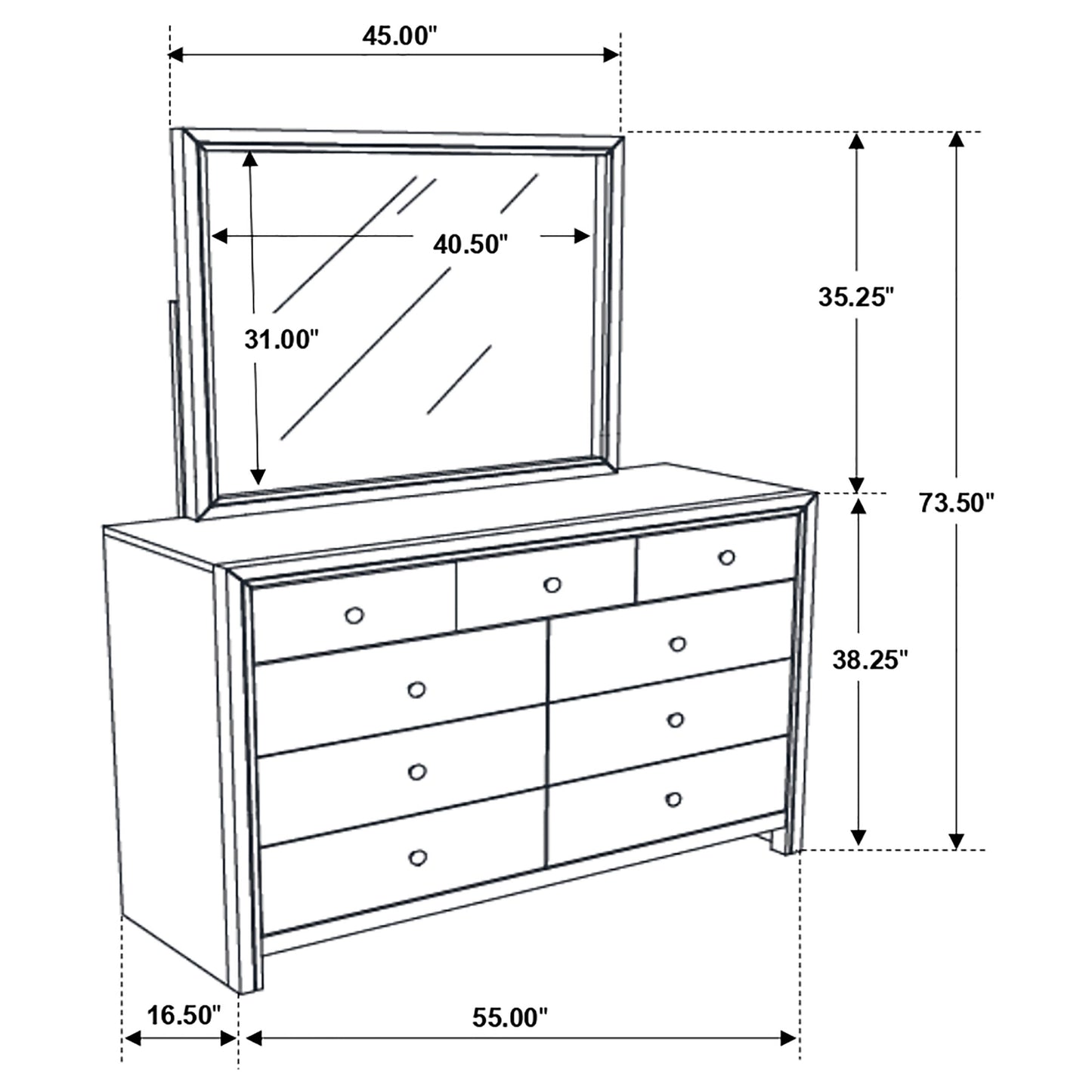 Serenity 9-drawer Dresser with Mirror Rich Merlot