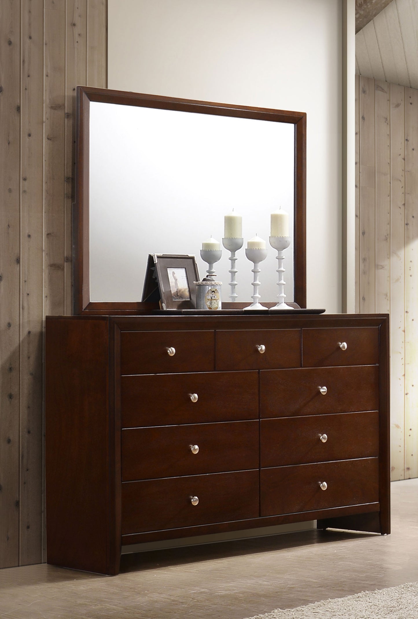 Serenity 9-drawer Dresser with Mirror Rich Merlot