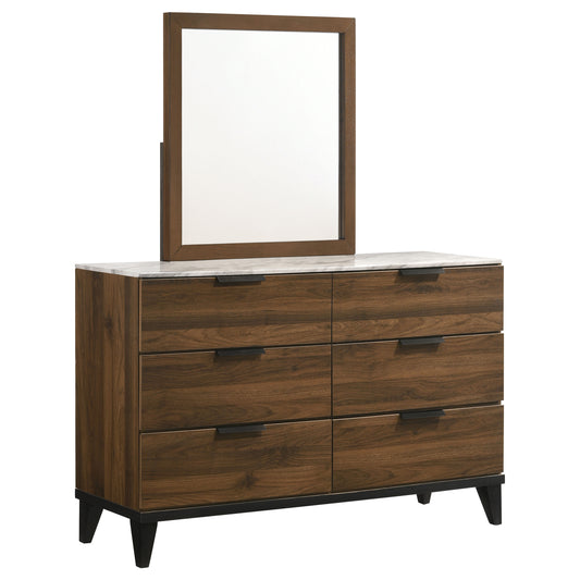Mays 6-drawer Dresser with Mirror Walnut