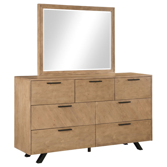 Taylor 7-drawer Dresser with Mirror Light Honey Brown