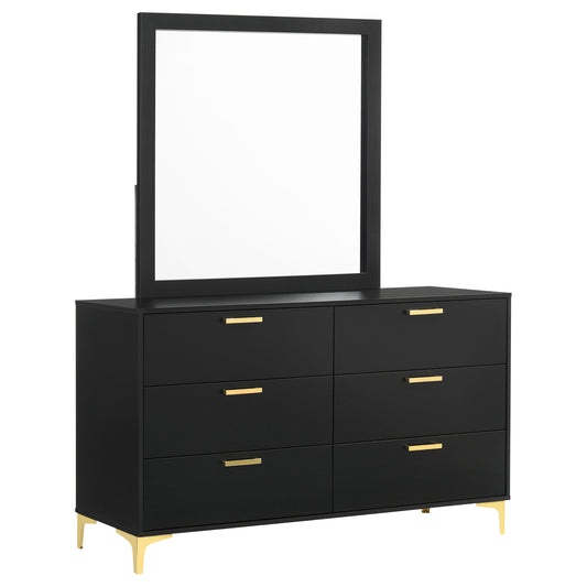 Kendall 6-drawer Dresser with Mirror Black