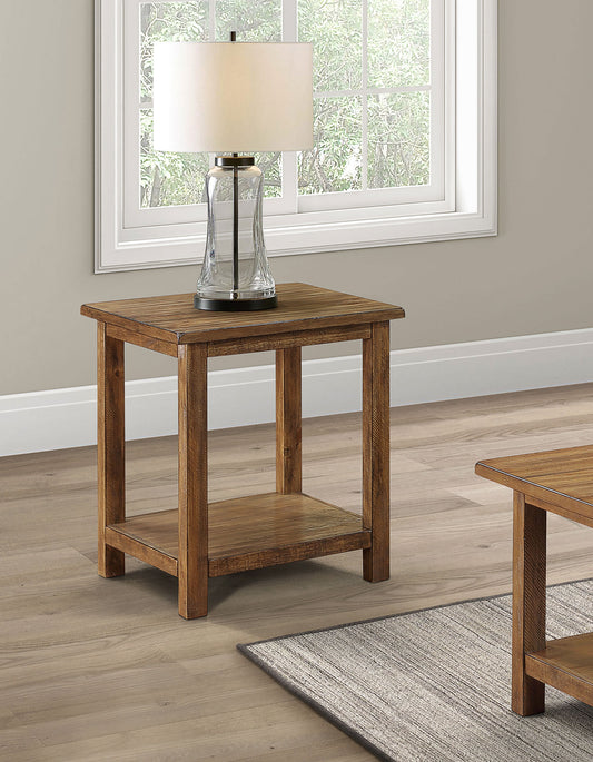 Payne Wood End Table with Shelf Distressed Brown
