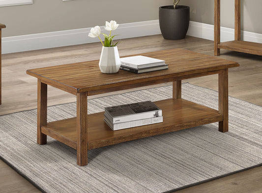 Payne Wood Coffee Table with Shelf Distressed Brown