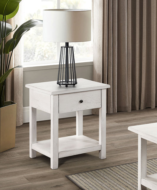 Payne 1-drawer Wood End Table with Shelf White