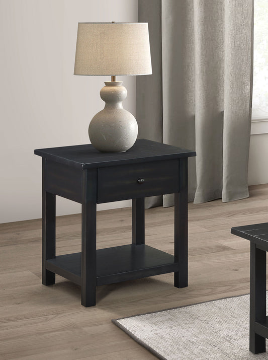 Payne 1-drawer Wood End Table with Shelf Java