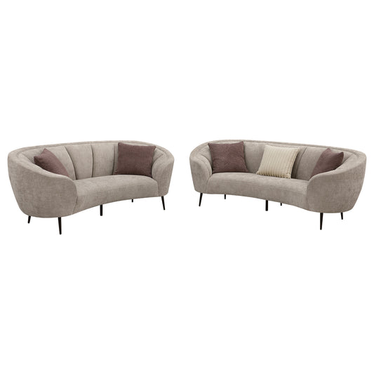 Ellorie 2-piece Upholstered Curved Sofa Set Beige