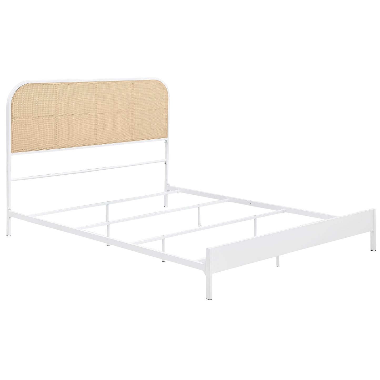 Amherst Radio Weave Rattan Metal Eastern King Bed White