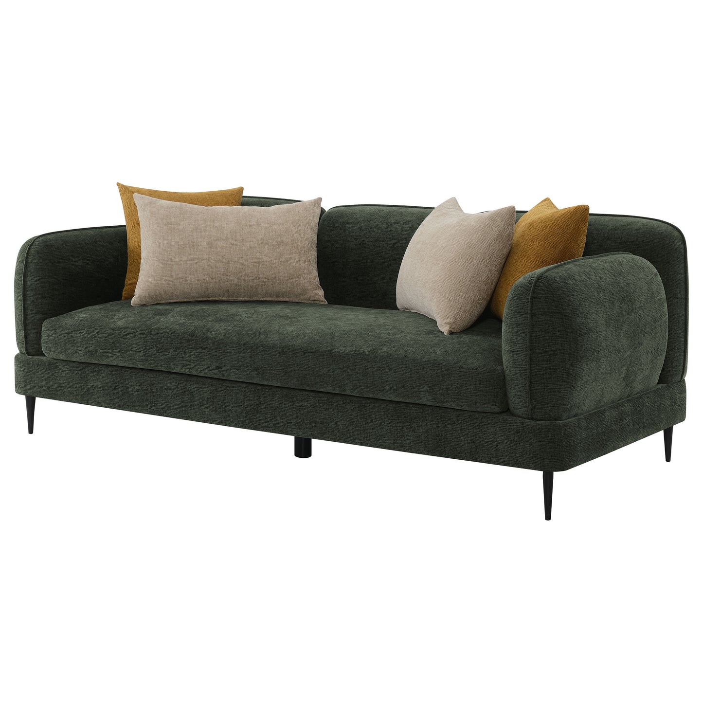 Jade Chenille Upholstered Modern Track Arm Sofa Green