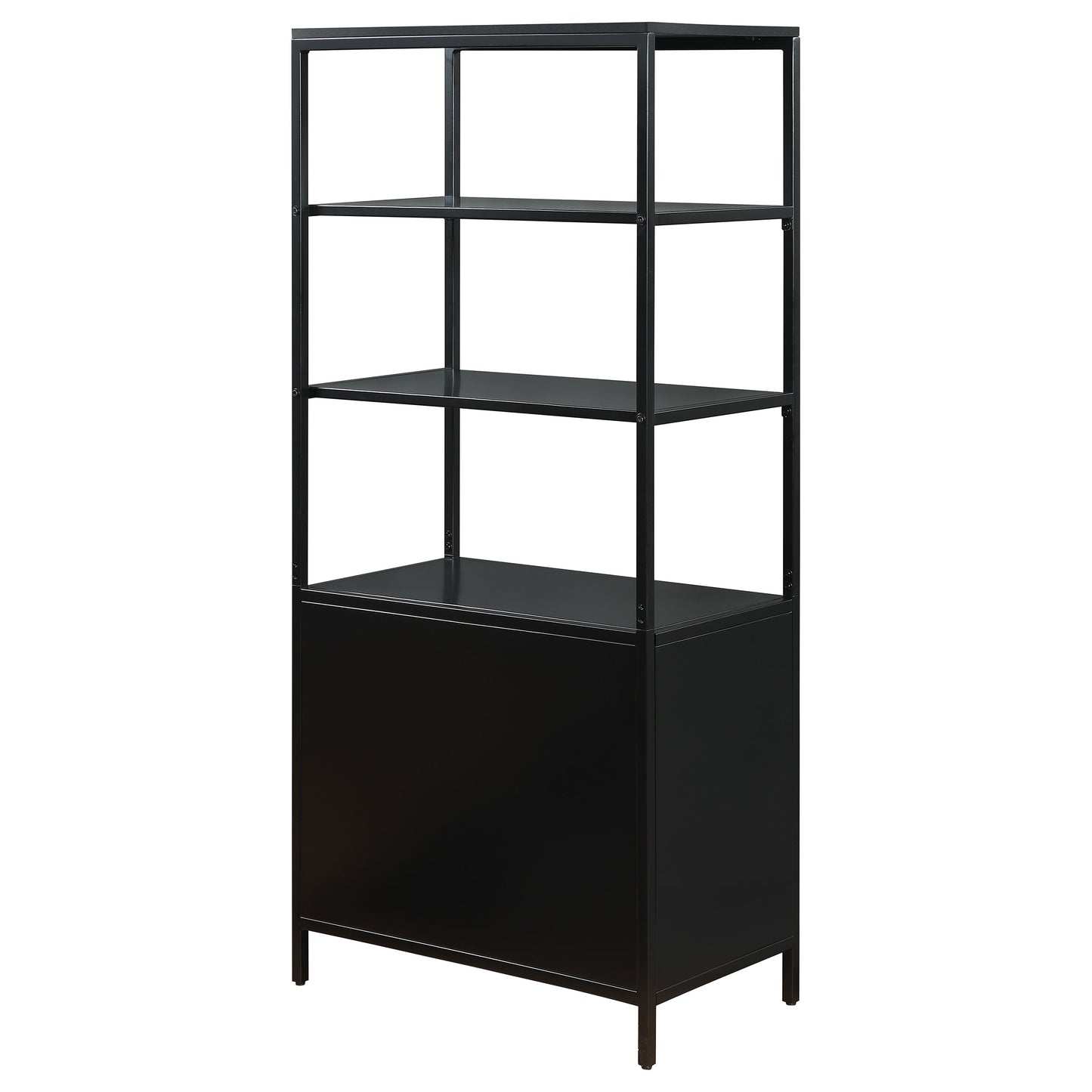 Amherst 3-shelf Radio Weave Cane Metal Accent Cabinet Black