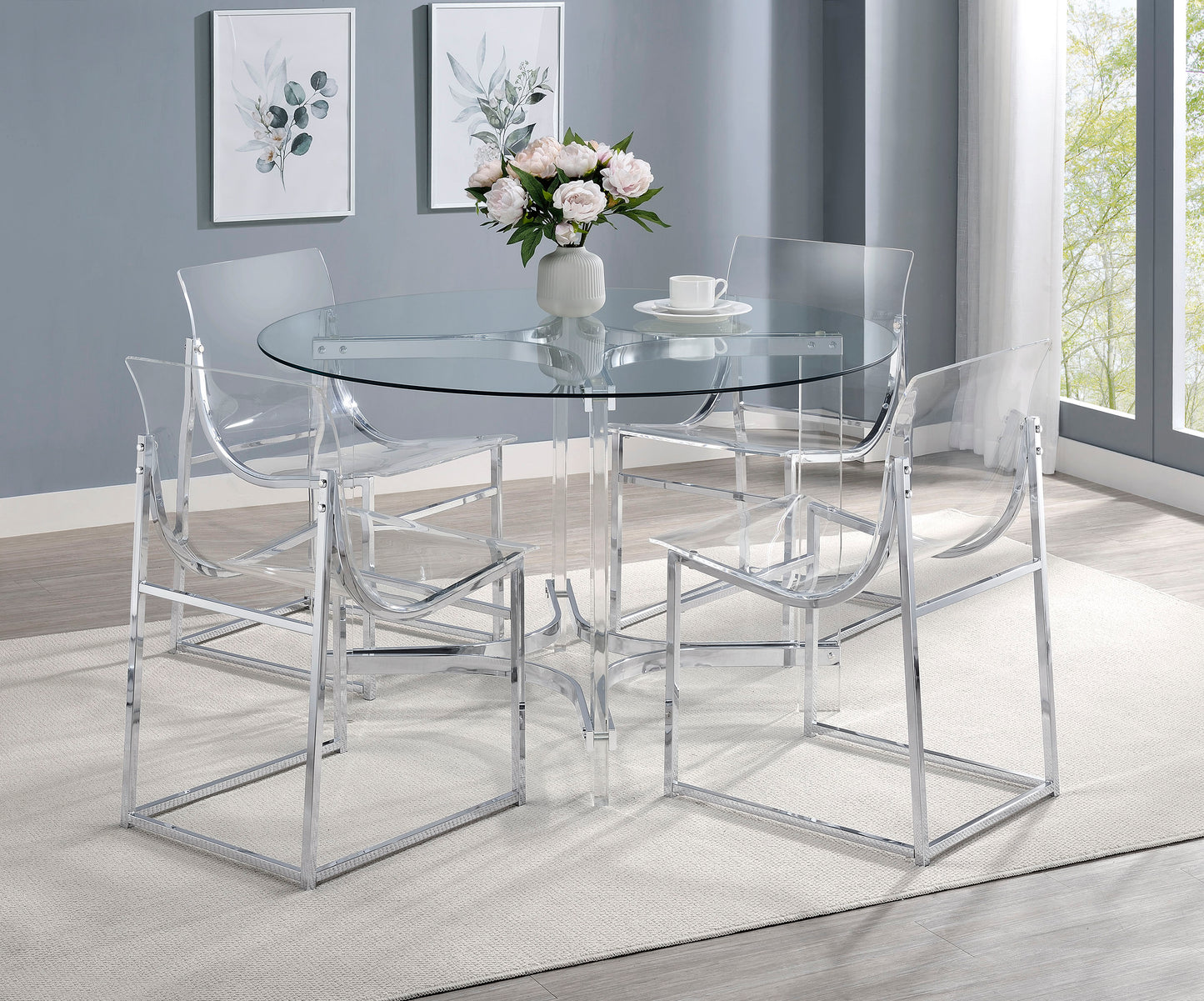 Adino Acrylic Dining Side Chair Chrome (Set of 2)