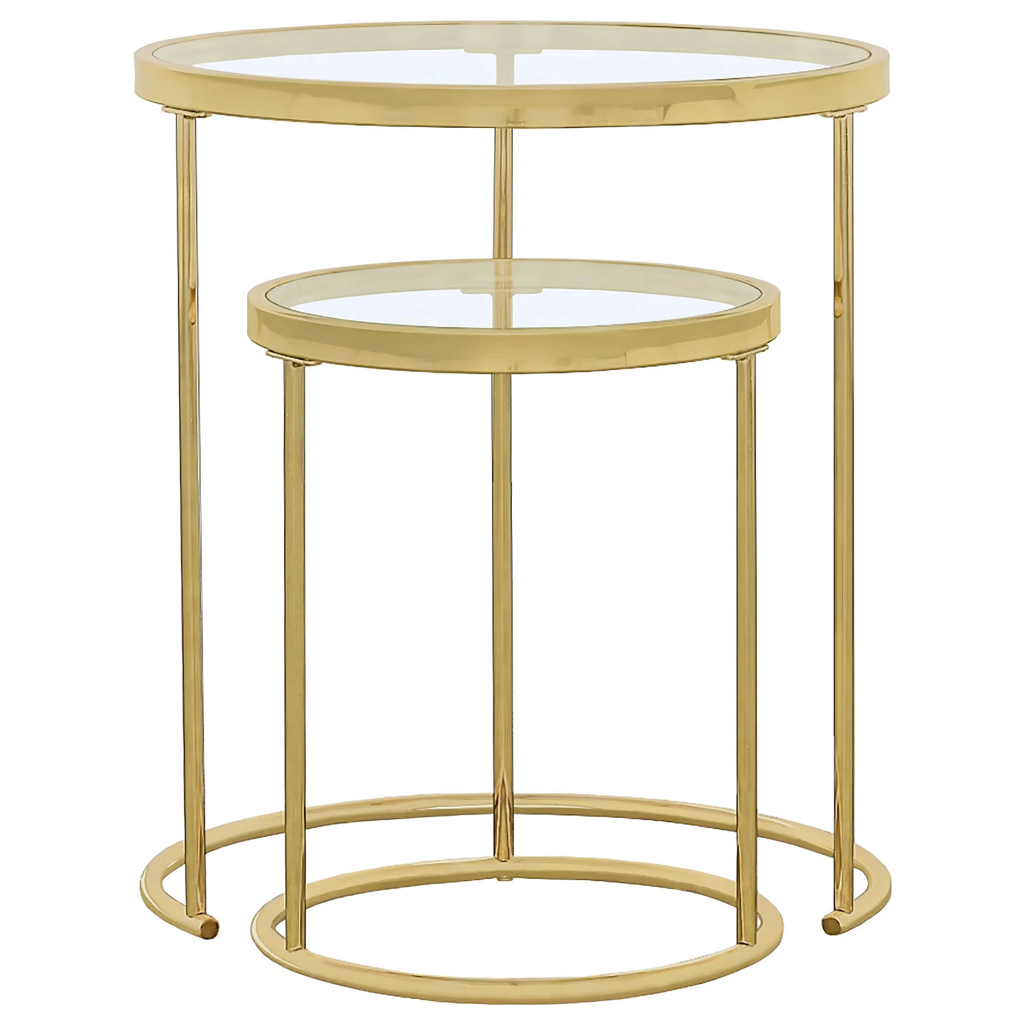 Maylin 2-piece Round Glass Top Nesting Table Set Gold