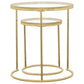 Maylin 2-piece Round Glass Top Nesting Table Set Gold