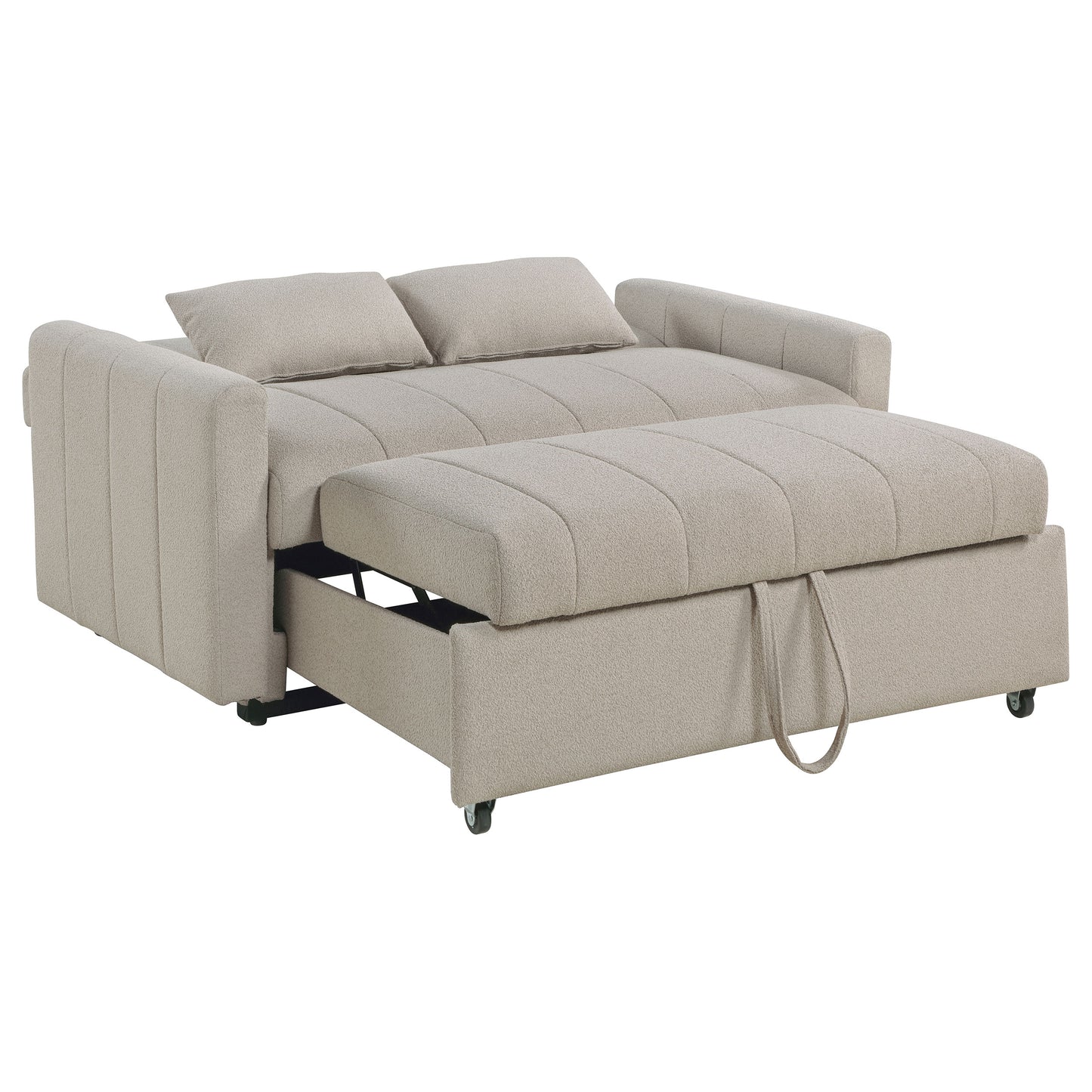 Portland Boucle Upholstered Sleeper Sofa Bed Latte