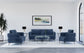 Lively 3-piece Chenille Upholstered Sofa Set Blue