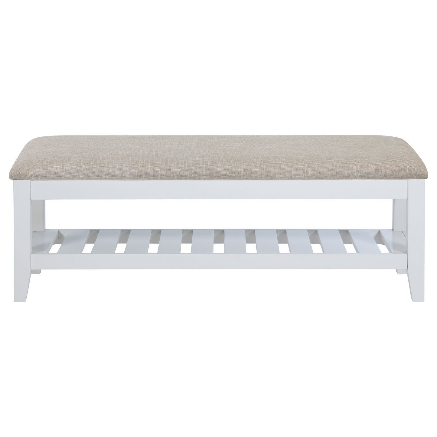 Bexhill Upholstered Rectangular Bench with Shelf White