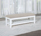 Bexhill Upholstered Rectangular Bench with Shelf White