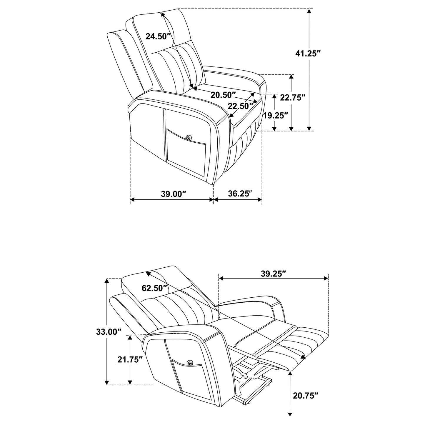 Raelynn Upholstered Power Lift Recliner Chair Grey