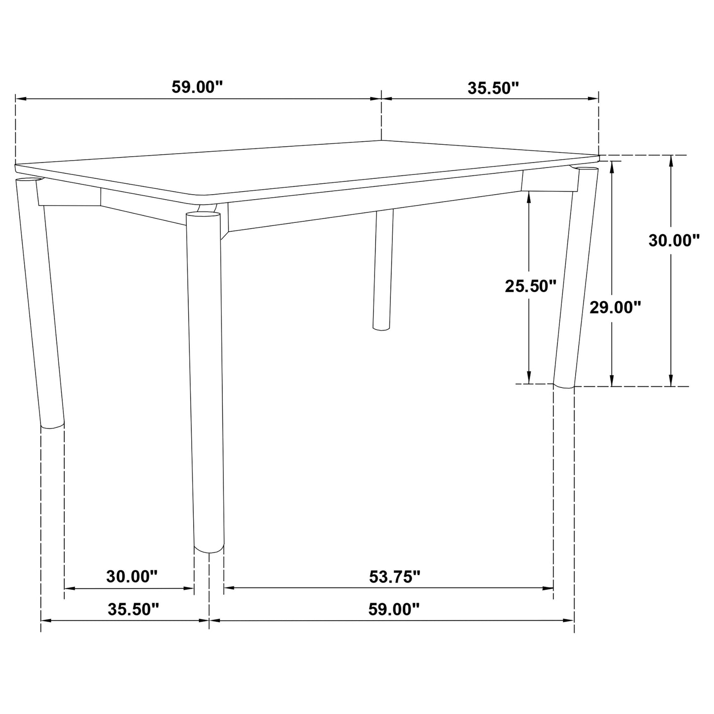 Parkridge 59-inch Rectangular Dining Table White Washed