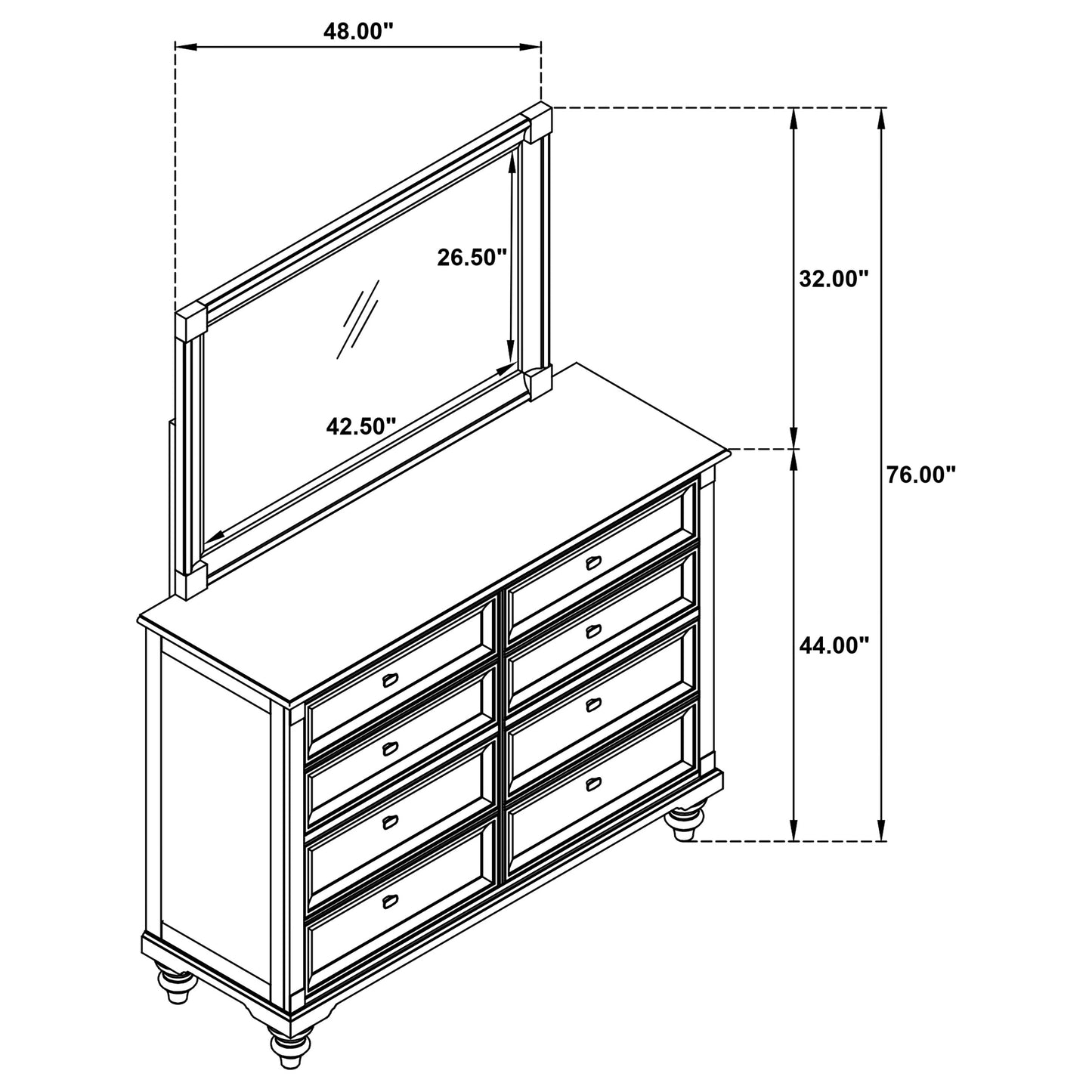 Andover 8-drawer Dresser and Mirror Dark Oak