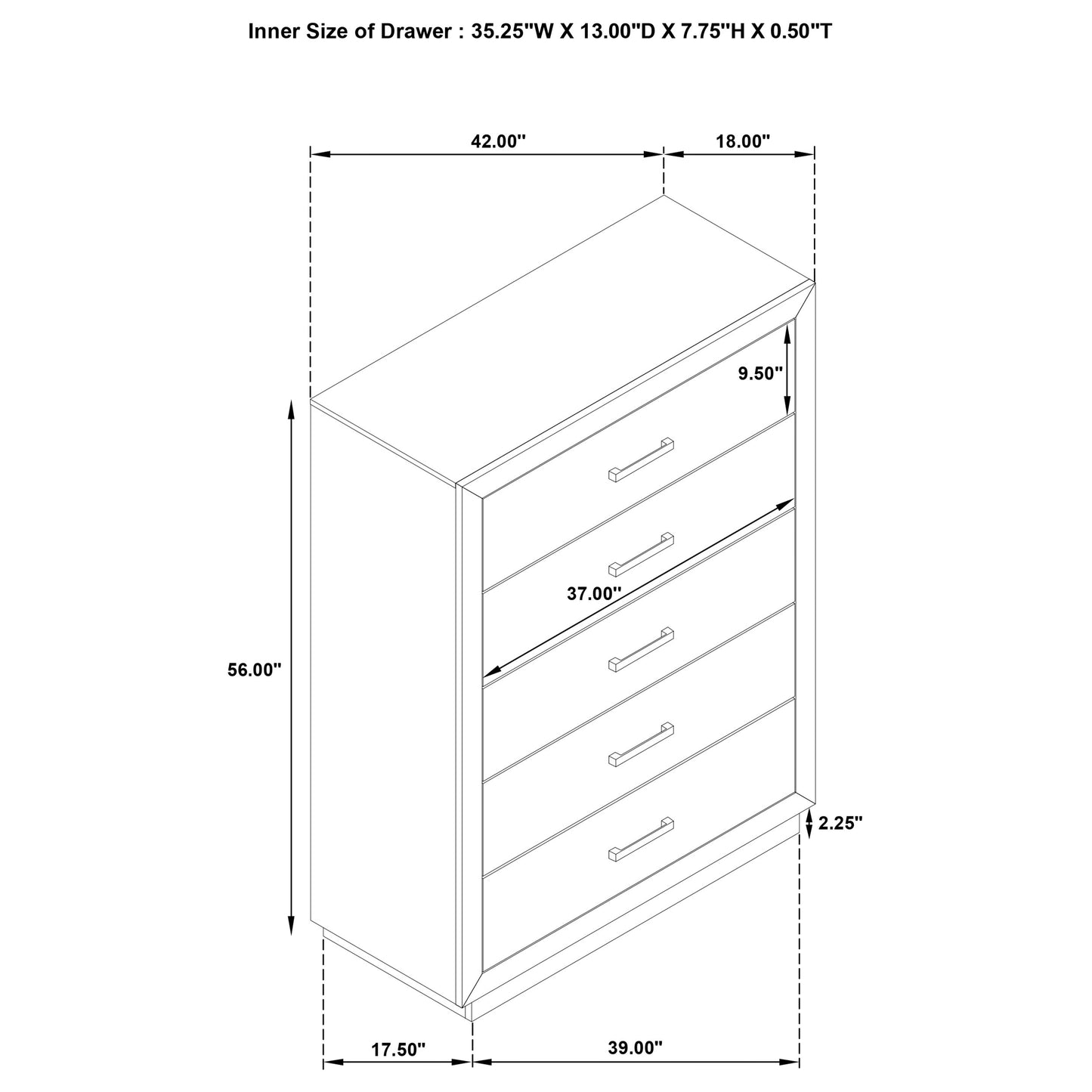 Kenora 5-drawer Bedroom Chest Barley Brown