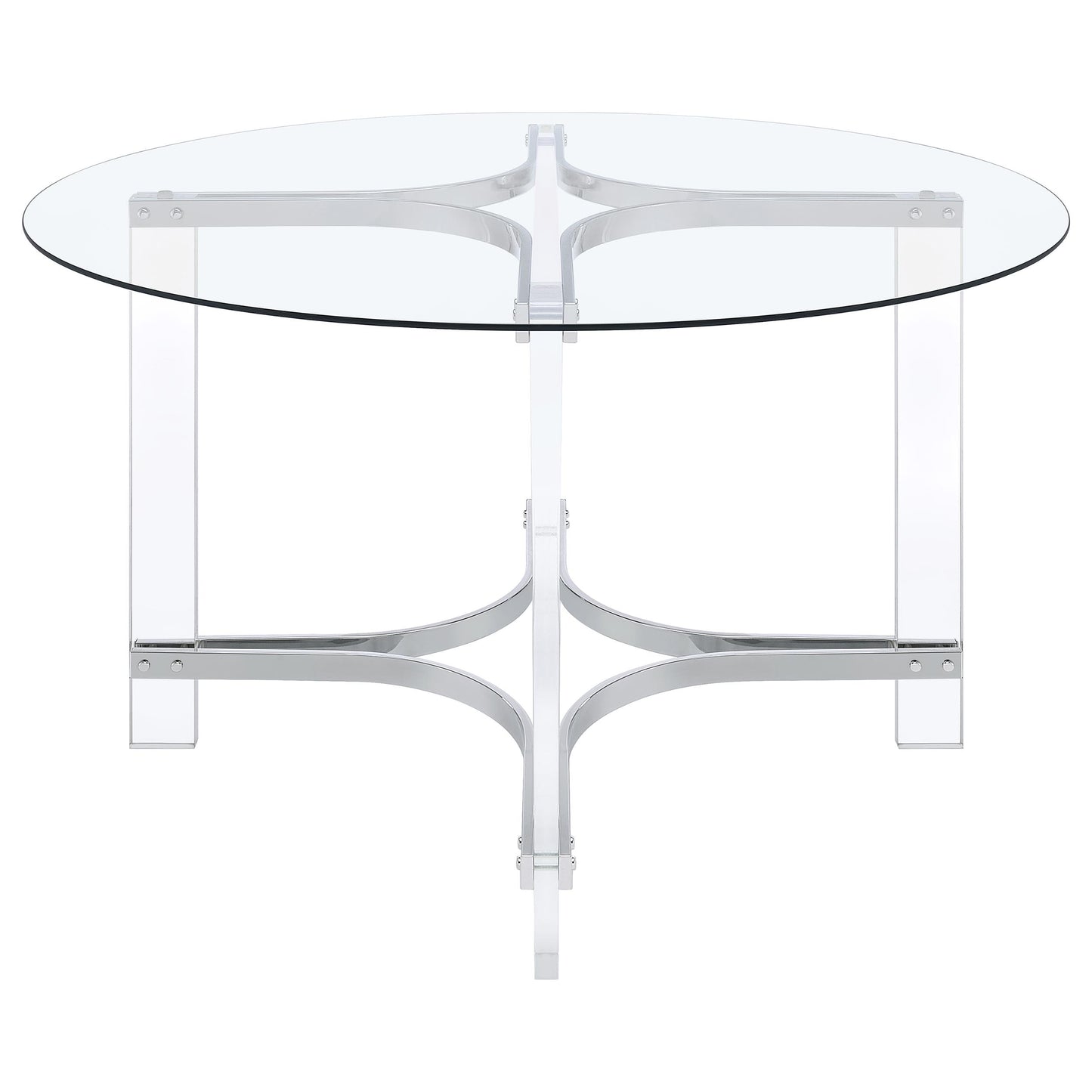 Keeling 5-piece Round Glass Top Acrylic Dining Set Chrome