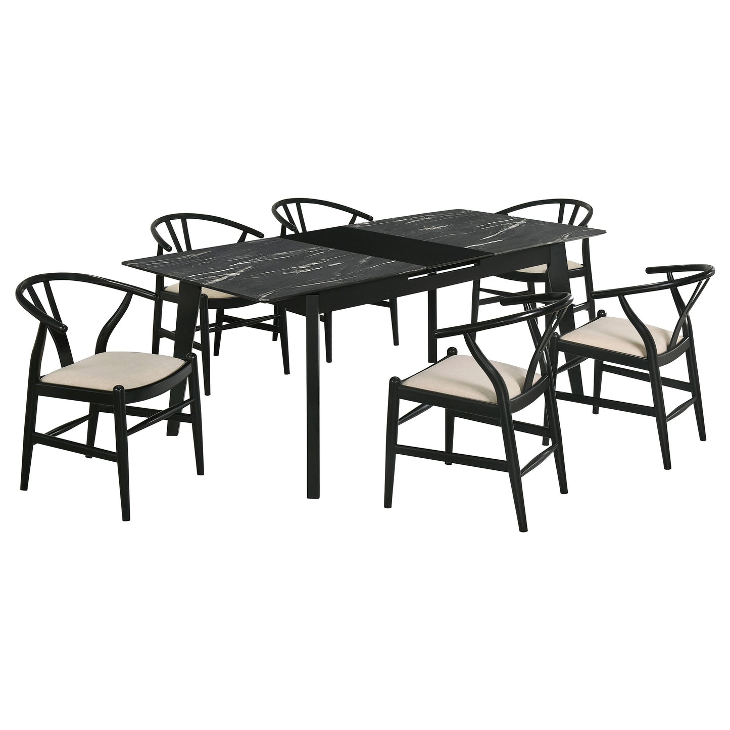 Crestmont 7-piece Extension Leaf Dining Table Set Black