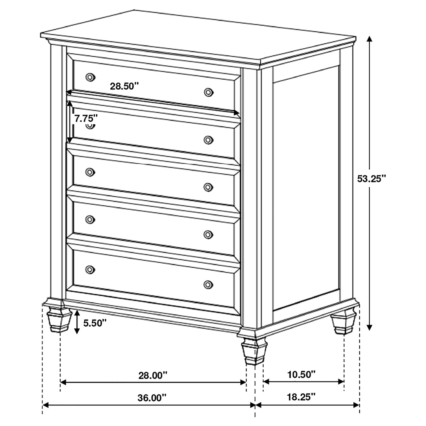 Sandy Beach 5-piece California King Bedroom Set Cream White