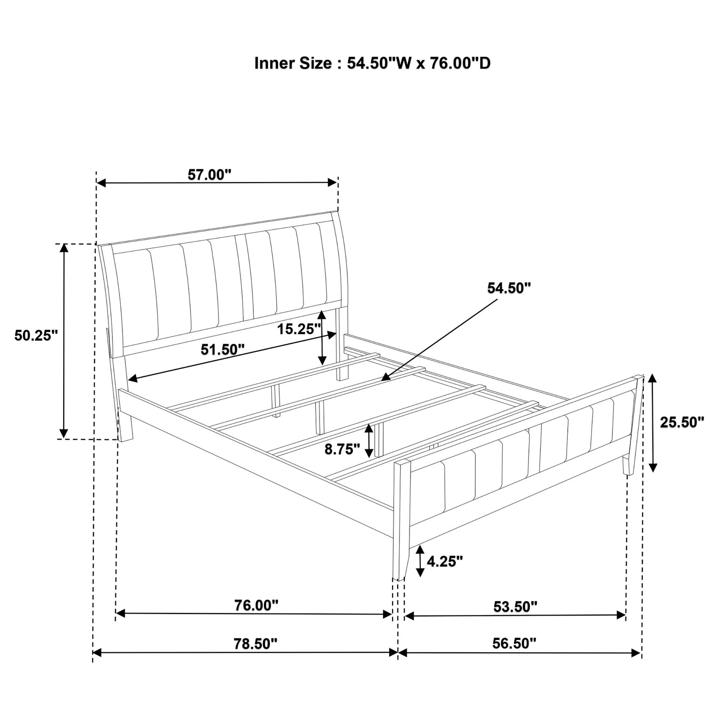 Wilkes 51-inch Upholstered Full Bed Dark Cocoa