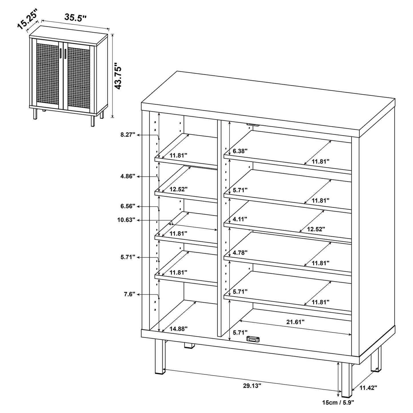 Teller 2-door Shoe Storage Cabinet Natural Oak