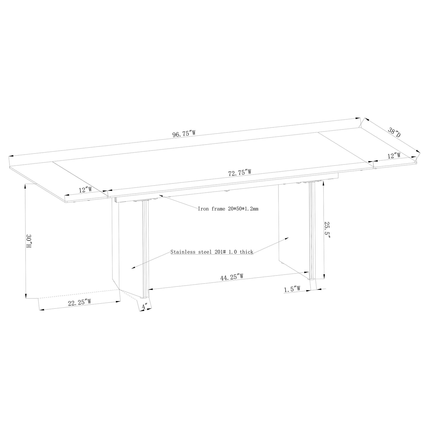 Vesa 97-inch Glass Top Extension Dining Table Beige